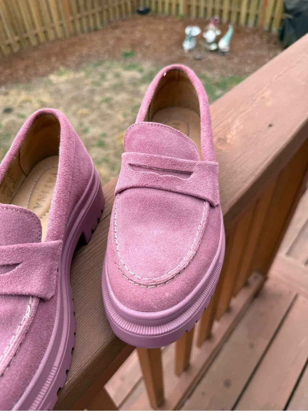 Portland Leather Patina Zoe Chunky Loafer Shoes Foxglove Pink suede